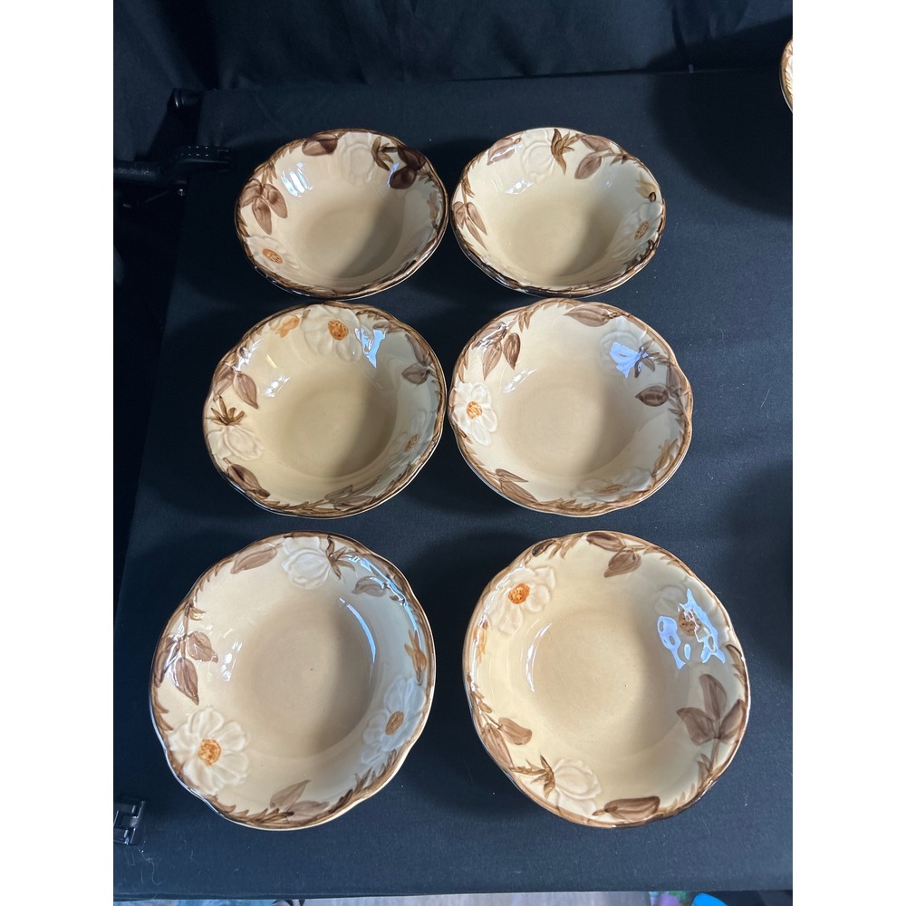 Franciscan cafe Royal Fruit Dessert Bowls Set of 6 Hand Painted Vintage USA